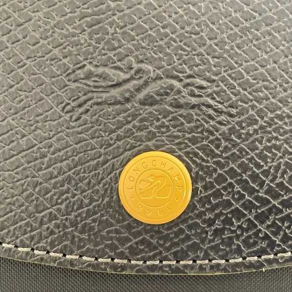 LONGCHAMP Le Pliage Nylon Tote Bag - Grey With Yellow Branding & Accents - Picture 8 of 16